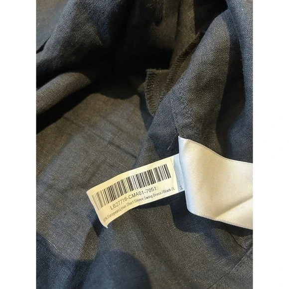 Quince Women 100% European Linen Short Sleeve Swing Dress Black Size Large - Picture 6 of 9